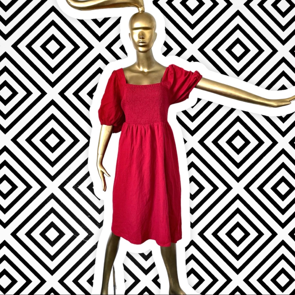 Super cute 100% cotton babydoll Midi Dress with Pockets! NWT